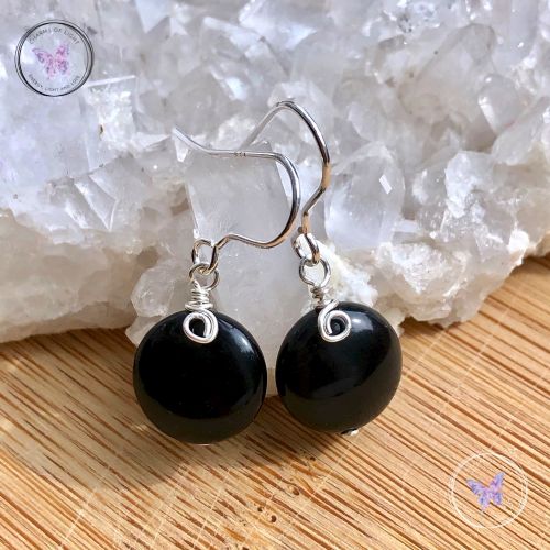 Black Sardonyx Coin Earrings